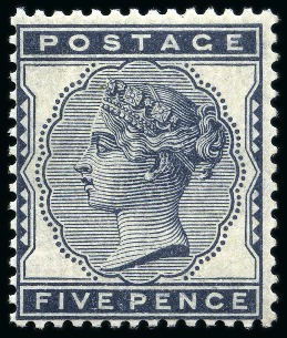 Stamp of Great Britain » 1855-1900 Surface Printed » 1880-81 Provisional Issue and 1881 1d Lilac 1881 5d Indigo mint nh, very fine and scarce as such