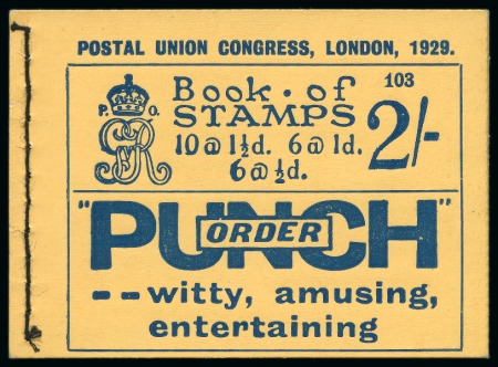 Stamp of Great Britain » Booklets 1929 2s PUC booklet, edition no.103, complete