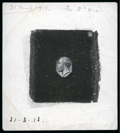 Stamp of Great Britain » King George V » 1912-24 Profile Head Issues 1913 Medal head die proof of the small head (11.5mm) with uncleared surround