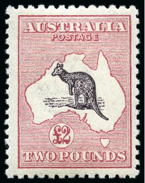 Stamp of Australia » Commonwealth of Australia 1915-28 Roo £2 purple-black and pale rose, mint lh