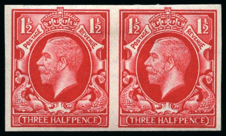 Stamp of Great Britain » King George V » 1924-36 Issues 1934 1Photogravure 1/2d colour trials set of four in imperforate horizontal pairs