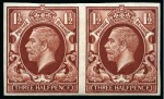 Stamp of Great Britain » King George V » 1924-36 Issues 1934 1Photogravure 1/2d colour trials set of four in imperforate horizontal pairs