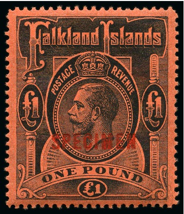 Stamp of Falkland Islands 1912-20 1/2d to £1 "SPECIMEN" mint og set of 11
