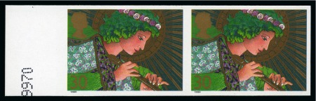 Stamp of Great Britain » Queen Elizabeth II 1998 Christmas 30p imperforate horizontal pair, mint nh left marginal