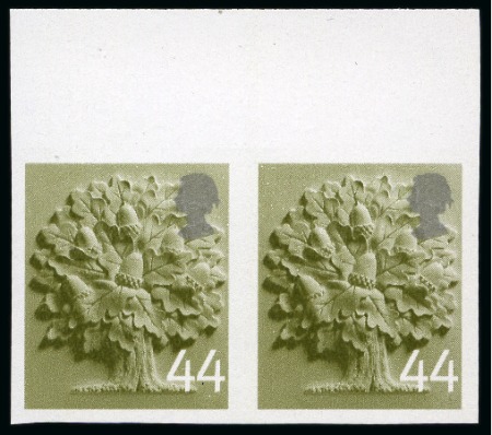 Stamp of Great Britain » Queen Elizabeth II 2006 44p Oak Tree olive-green & silver mint nh top marginal imperforate horizontal pair