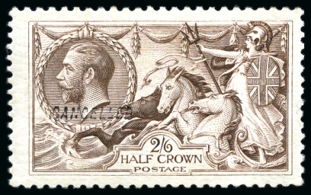 Stamp of Great Britain » King George V » 1913-19 Seahorse Issues 1918-19 Bradbury Wilkinson 2s6d pale brown Seahorse with "CANCELLED" type 28 overprint