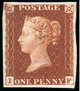 Stamp of Great Britain » 1841 1d Red 1841 1d Red brown pl.72 IF imperforate imprimatur