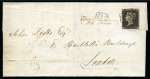 Stamp of Great Britain » 1840 1d Black and 2d Blue "May Dates" 1840 (May 19) Lettersheet from Dorchester to London with 1840 1d grey-black pl.1a QD tied by brownish-red MC