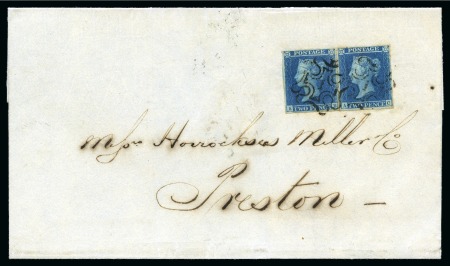 Stamp of Great Britain » 1841 2d Blue 1843 (Sep 25) Wrapper with 1841 2d Blue pl.3 AB-AC pair (partially separated) tied by London no. 1 in MCs