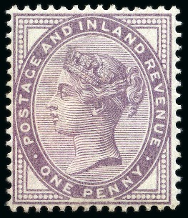 Stamp of Great Britain » 1855-1900 Surface Printed » 1880-81 Provisional Issue and 1881 1d Lilac 1881 1d Lilac die II showing "frame broken at bottom" variety, mint