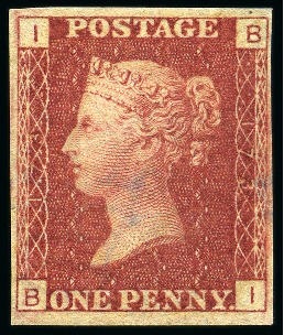 Stamp of Great Britain » 1854-70 Perforated Line Engraved 1873 1d Rose-Red pl.173 BI imperforate imprimatur