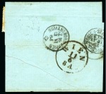 Stamp of Malaysia » Straits Settlements 1864 (Mar 9) Wrapper from Penang to Switzerland with India 1860 8p purple tied by "PENANG" cds