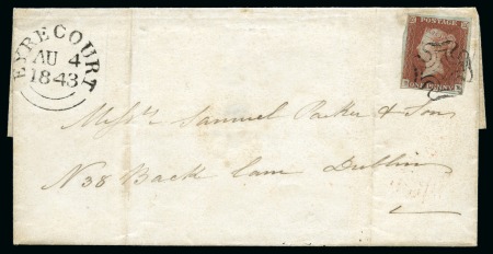 Stamp of Great Britain » 1841 1d Red 1843 (Aug 4) Wrapper with 1841 1d red-brown pl.35 BE tied by Eyrecourt distinctive MC