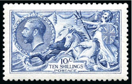 Stamp of Great Britain » King George V » 1913-19 Seahorse Issues 1915 De La Rue 10s pale blue Seahorse mint nh
