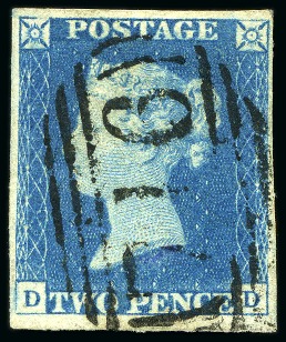 Stamp of Great Britain » 1840 2d Blue (ordered by plate number) 1840 2d Blue pl.2. DD, neatly cancelled by a black Sleaford "716" 1844-type numeral