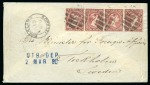 Stamp of Falkland Islands 1890 (Jan 18) Envelope to "The Minister for Foreign Affairs, Stockholm, Sweden", franked at 4d foreign rate by 1885-91 1d brownish claret