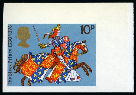 Stamp of Great Britain » Queen Elizabeth II 1974 Medieval Warriors 4 1/2p to 10p mint nh set of four imperforate imprimaturs