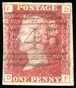 Stamp of Great Britain » 1854-70 Perforated Line Engraved 1858 1d Rose-Red pl.86 DF IMPERFORATE variety used