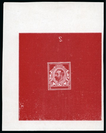 Stamp of Great Britain » King George V » 1911-12 Downey Head Issues 1911 1/2d Downey head die proof of the accepted die without value printed in deep carmine on proof paper