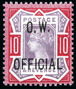Stamp of Great Britain » Officials OFFICE OF WORKS: 1902 10d dull purple & carmine O.W. Official, mint nh