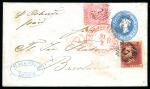 Stamp of Great Britain » 1854-1900 Postal History of the Perforated Line Engraved and Surface Printed Issues 1860 (Mar 30) 2d Blue postal stationary envelope sent to Prussia, Germany, uprated to 7d