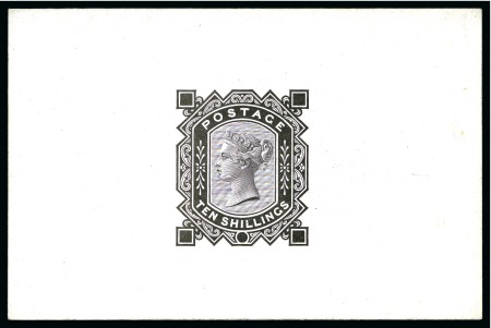 Stamp of Great Britain » 1855-1900 Surface Printed » 1867-83 High Values 1867-83 10s De La Rue progressive die proof printed in black on glazed card