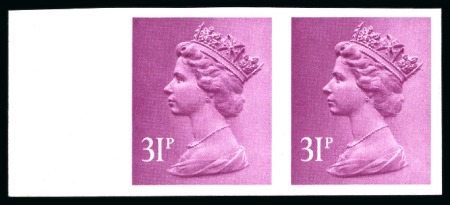 Stamp of Great Britain » Queen Elizabeth II 1983 Machin 31p purple (FCP/PVAD) mint nh left hand marginal imperforate pair