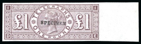 Stamp of Great Britain » Telegraphs 1877 £1 Brown-Lilac imperforate mint og right hand marginal with "SPECIMEN" type 9 overprint