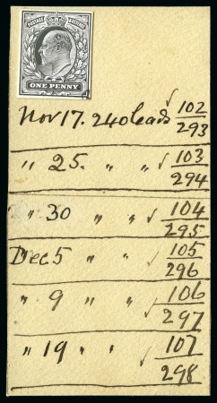 Stamp of Great Britain » King Edward VII » 1902-10 De La Rue Issues 1902 1d De La Rue die proof on striking book piece