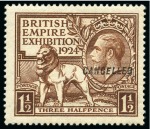 Stamp of Great Britain » King George V » 1924-36 Issues 1924 British Empire Exhibition 1d & 1 1/2d mint og set of two with "CANCELLED" type 28 overprint