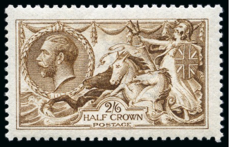 Stamp of Great Britain » King George V » 1913-19 Seahorse Issues 1915 De La Rue Seahorse 2s6d pale yellow brown mint nh