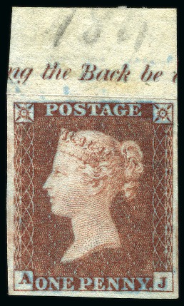 Stamp of Great Britain » 1854-70 Perforated Line Engraved 1854-57 1d Red-Brown pl.184 AJ imperforate imprimatur