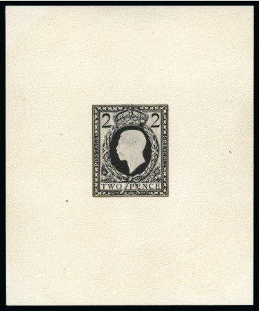 Stamp of Great Britain » King George V » 1912-24 Profile Head Issues 1912 2d Unadopted essay in black on thin soft card (62x75mm), stamp size, showing an unadopted frame design