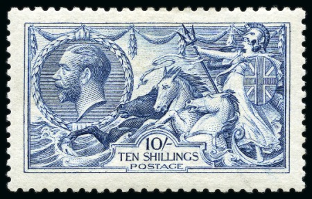 Stamp of Great Britain » King George V » 1913-19 Seahorse Issues 1915 De La Rue 10s blue Seahorse, mint og