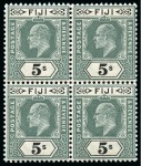Stamp of Fiji 1903 Wmk CA complete set of 11 to £1 in mint blocks of four
