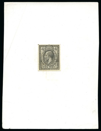 Stamp of Great Britain » King George V » 1912-24 Profile Head Issues 1912 4d Eve's Wreath Design bromide (22.8mm) mounted on thin card