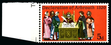 Stamp of Great Britain » Queen Elizabeth II 1970 Anniversaries 5d with ERROR GOLD OMITTED (Queen's head) mint nh