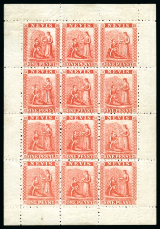Stamp of St. Kitts-Nevis 1876-78 1d Vermilion-Red perf.11 1/2 complete mint sheet of 12