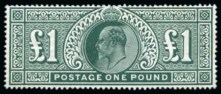 Stamp of Great Britain » King Edward VII » 1911-13 Somerset House Issues 1911-13 Somerset House £1 deep green mint og