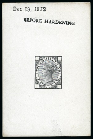 Stamp of Great Britain » 1855-1900 Surface Printed » 1867-80 Large Uncoloured Corner Letters, Wmk Spray of Rose 1867-80 2s De La Rue die proof in black on white glazed card