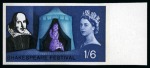 Stamp of Great Britain » Queen Elizabeth II 1964 Shakespeare Festival (phosphor) 3d to 1s6d set of four imperforate imprimaturs with "BPMA" handstamps on reverse