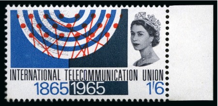Stamp of Great Britain » Queen Elizabeth II 1965 I.T.U. Centenary (ordinary paper) 1s6d with ERROR PINK OMITTED, mint nh