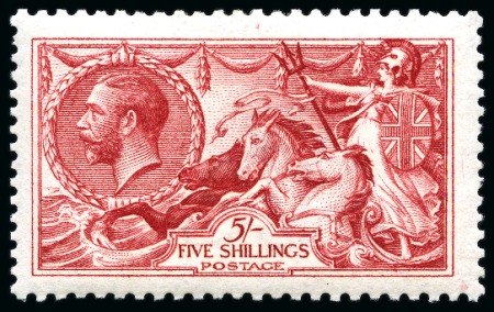 Stamp of Great Britain » King George V » 1913-19 Seahorse Issues 1915 De La Rue 5s bright carmine mint nh, lovely deep colour