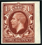 Stamp of Great Britain » King George V » 1924-36 Issues 1934-36 Photogravure 1 1/2d imperforate colour trials set of four in scarlet, red-brown, ultramarine and deep grey-green