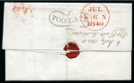 Stamp of Great Britain » 1840 1d Black and 1d Red plates 1a to 11 1840 (Jul 6) Entire from Edinburgh to Hamilton with 1840 1d grey black pl.1a TJ and black Mae West "TOO LATE" handstamp