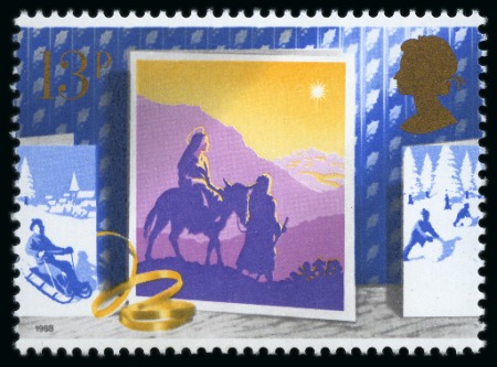 Stamp of Great Britain » Queen Elizabeth II 1988 Christmas 14p ERROR OF VALUE (13p instead of 14p), mint nh