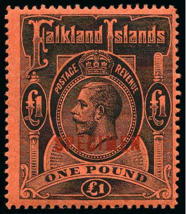 Stamp of Falkland Islands 1912-20 1/2d to £1 "SPECIMEN" mint og set of 11