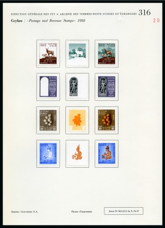 Stamp of Ceylon » 1872 Cents Issues Onwards 1957 Courvoisier archive colour separation proofs (63) for the 1958-62 'Redrawn inscriptions' definitive set 