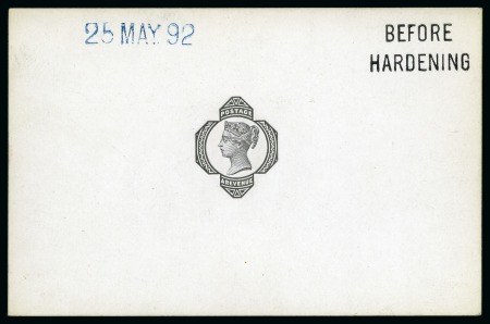 Stamp of Great Britain » 1855-1900 Surface Printed » 1887-1900 Jubilee Issue & 1891 £1 Green 1892 Jubilee 4 1/2d De La Rue die proof of the head plate