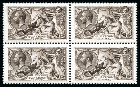 Stamp of Great Britain » King George V » 1913-19 Seahorse Issues 1913 Waterlow 2s6d sepia-brown Seahorse in mint nh block of four